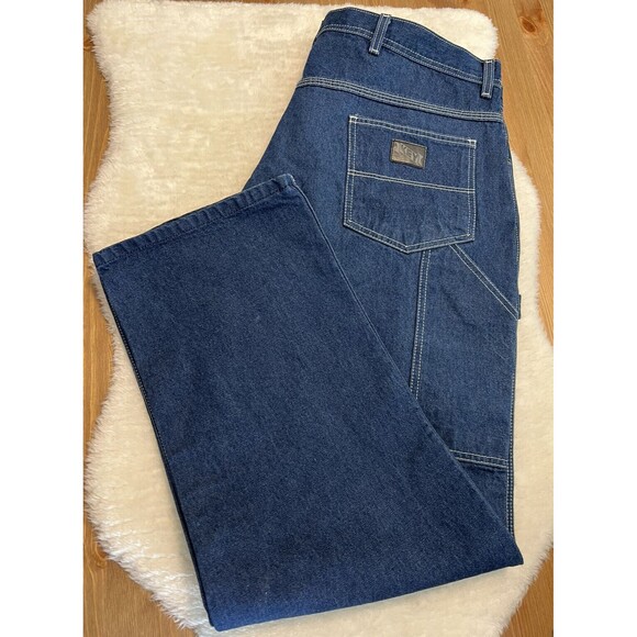 KEY Brand Mens Carpenter Pants Blue Denim Jeans Size W44 x L32 - Picture 3 of 12